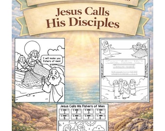 Jesus Calls His Disciples Coloring Pages for Kids | Bible Story Color | Bible Verse Tracing Page | Bible verse coloring | Coloring Christian