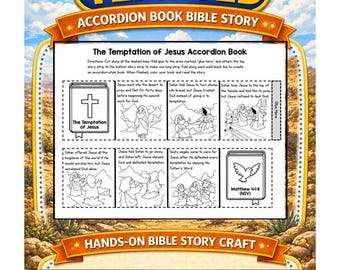 The Temptation of Jesus Accordion Book Craft | Bible Busybook Activity | Sunday School Bible Activity | Story Printable | Wilderness | Devil