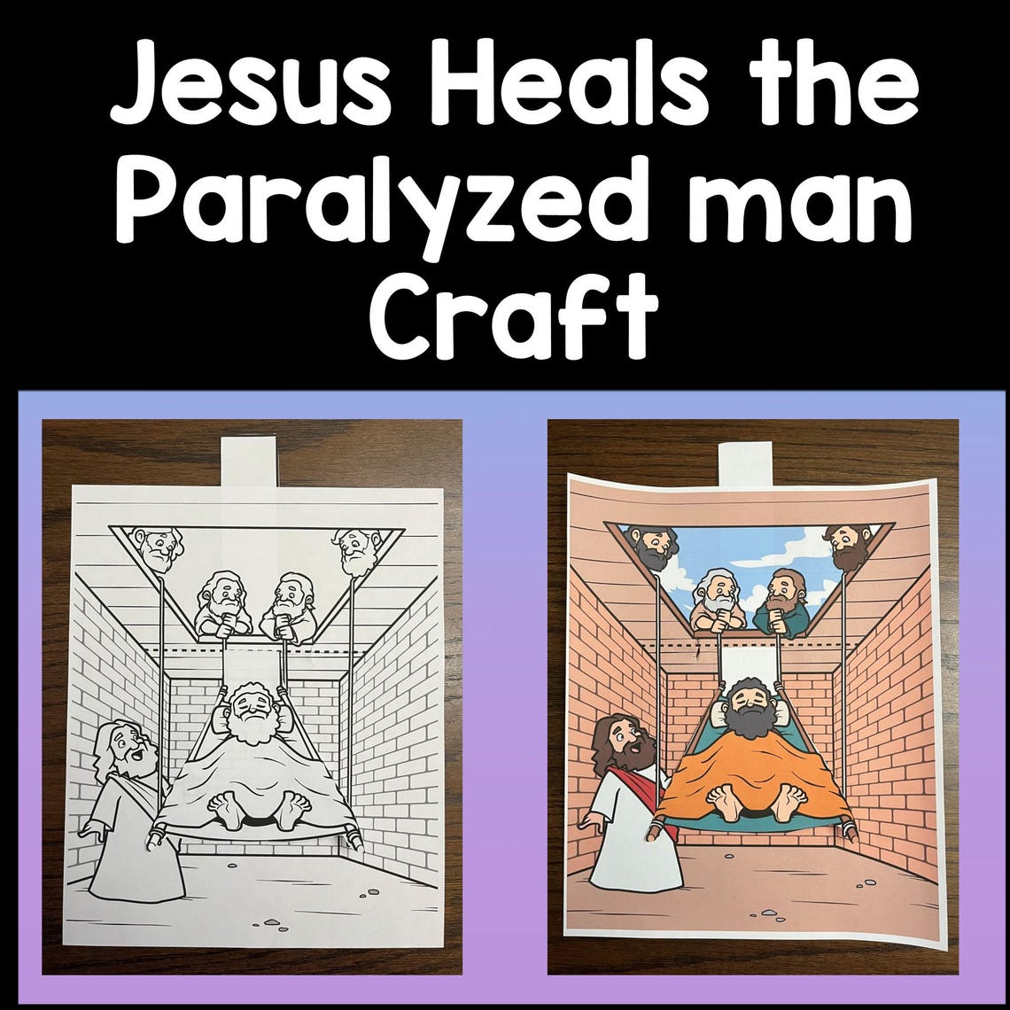 Jesus Heals the Paralyzed Man Craft {color and B/W} Sunday School ...