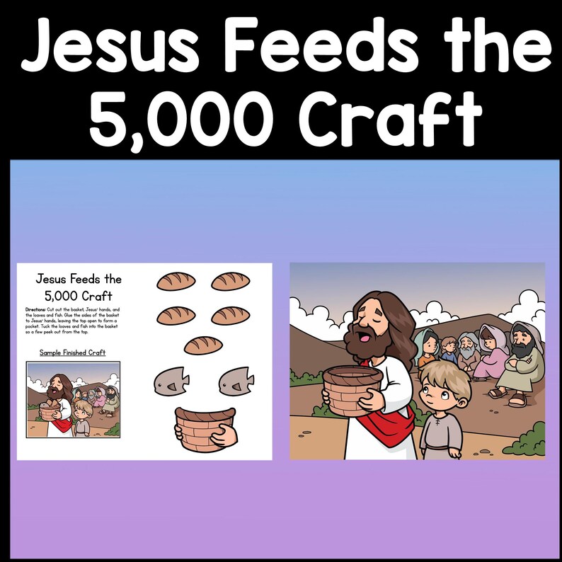 Jesus Feeds 5000 Craft {color and B/W!}| Bible Story Activity | Sunday ...