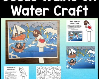 Jesus Walks on Water Craft {Color and B/W!} Bible Story Craft | Sunday school Activity | Bible Crafts for Kids | Christian Kid Craft