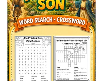 The Prodigal Son Word Search & Crossword | Bible Story Printable | Christianity Homeschool | Quiet Church | Homeschooling Jesus