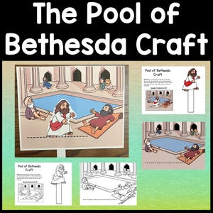 Jesus and the Pool of Bethesda Craft {Color and B/W!} Christian Kid Craft | Sunday School Craft | Bible Story Craft | Bible Story Activity