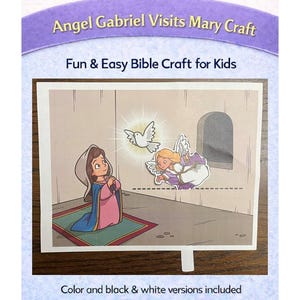 L'angelo Gabriele visita Maria, lavoretto per bambini {Colore e B/N}, lavoretto biblico per la scuola domenicale / Lavoretto dell'angelo visita Maria / Lavoretto cristiano per la scuola materna