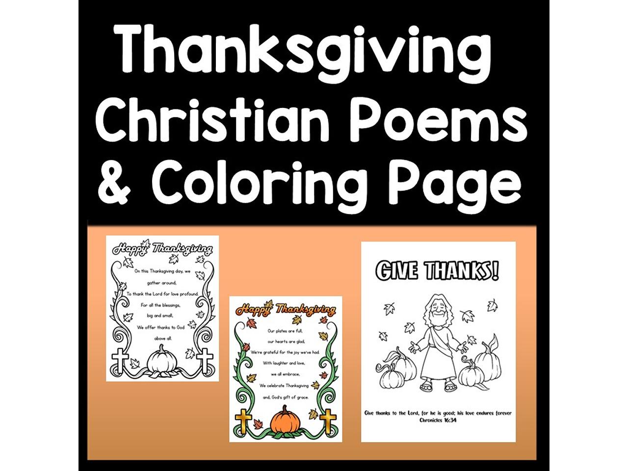 christian themed thanksgiving poems or prayers & coloring page