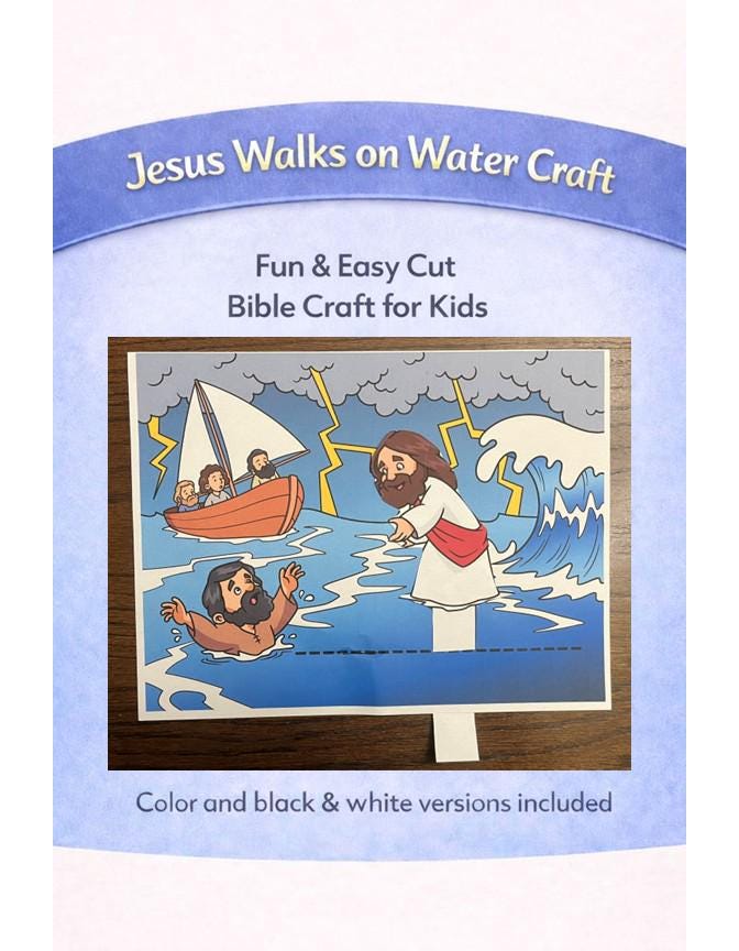 Jesus Walks on Water Craft {color and B/W!} Bible Story Craft | Sunday ...