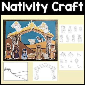 Nativity Craft for Kids {Color and B/W!} | Make your own Nativity| Sunday School Craft for Christmas | Preschool Craft | Christian craft