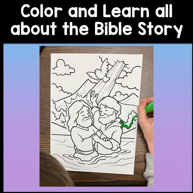 The Baptism of Jesus Coloring Pages| Bible Story Color | Bible Verse ...