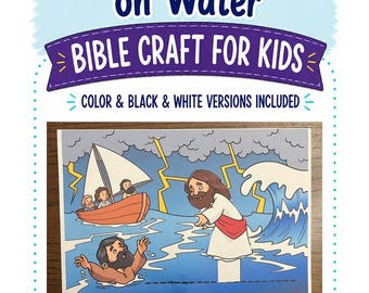 Jesus Walks on Water Craft Printable {Color and B/W!} Bible Story Craft | Sunday school Activity | Bible Crafts for Kids | Christian Kid