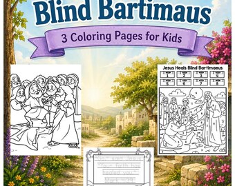 Jesus Heals Blind Bartimaeus Coloring Pages | Bible Story Color | Bible Verse Tracing Page | Bible verse coloring | Printable Coloring