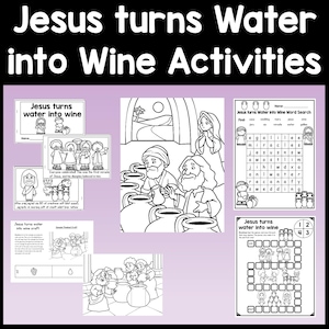 Jesus turns Water into Wine Activities! {Craft, Coloring Page, Story Book} | Miracles of Jesus | Sunday School lesson |Water into Wine Craft