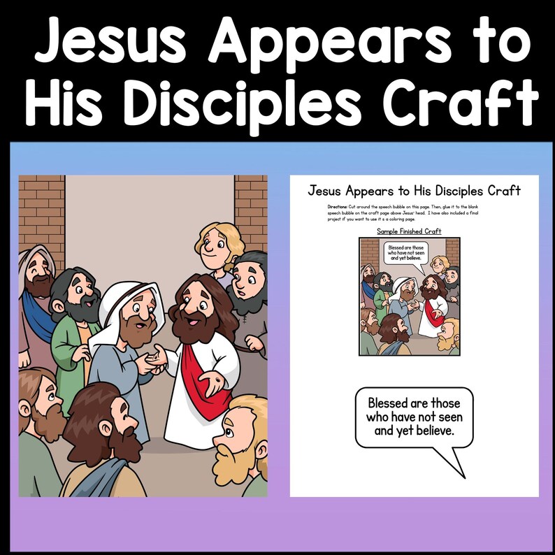 Jesus Appears Before His Disciples Craft {color & B/W} Sunday School ...