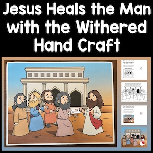 Jesus Heals the Man with the Withered Hand Craft {Color and B/W} Christian Kid Craft | Jesus Craft for Kids | Sunday School Craft |Preschool