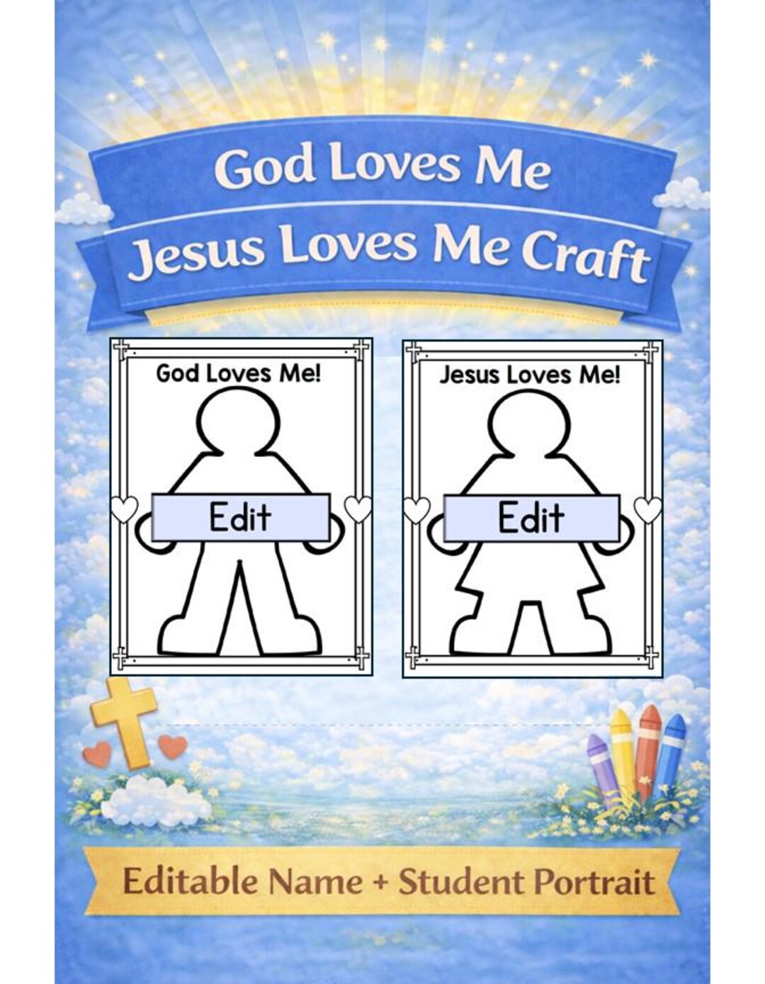 Jesus Loves and God Loves Craft Coloring Page | Sunday School Craft ...