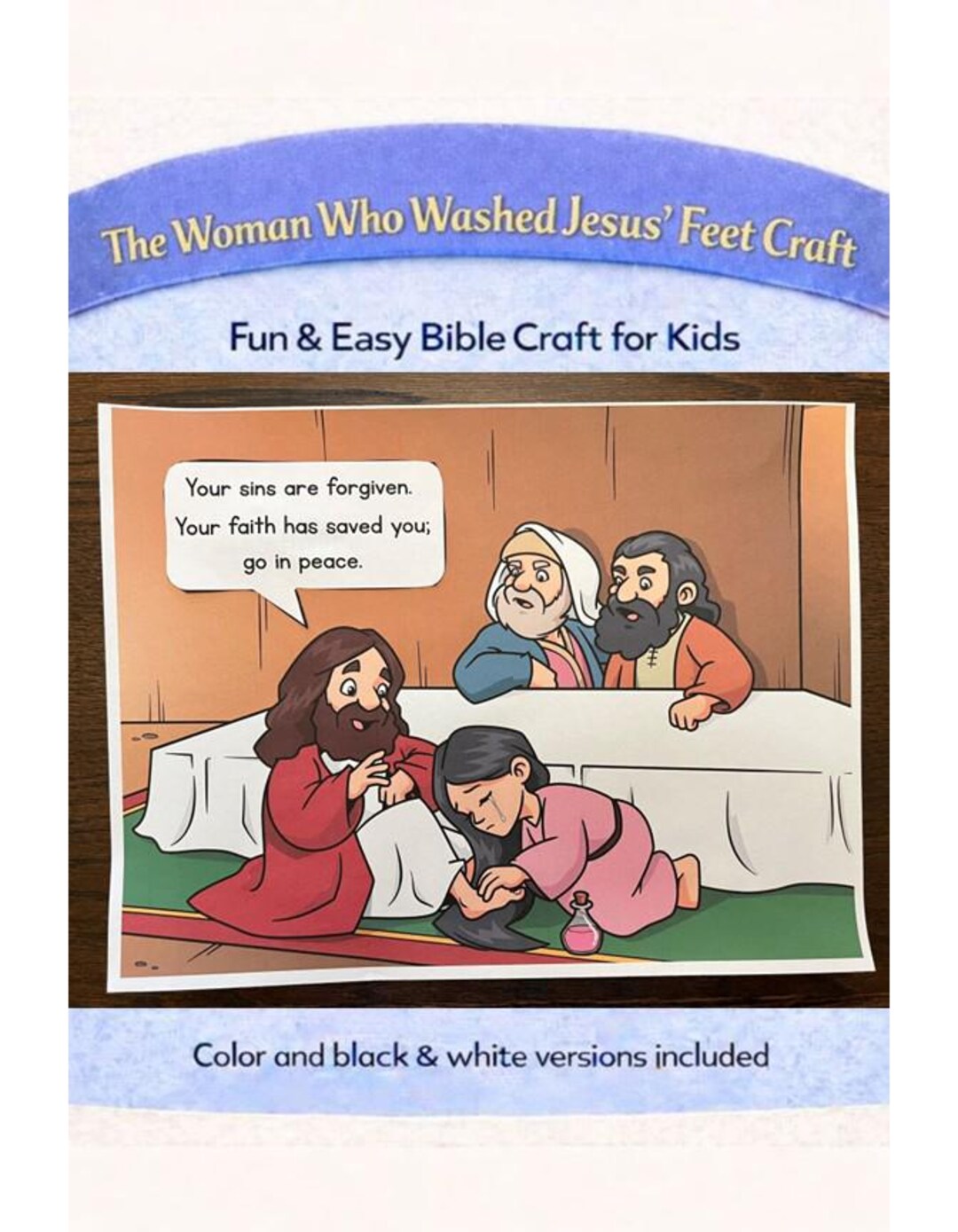 A Woman Washes Jesus' Feet Craft {color & B/W} Sunday School Lesson ...