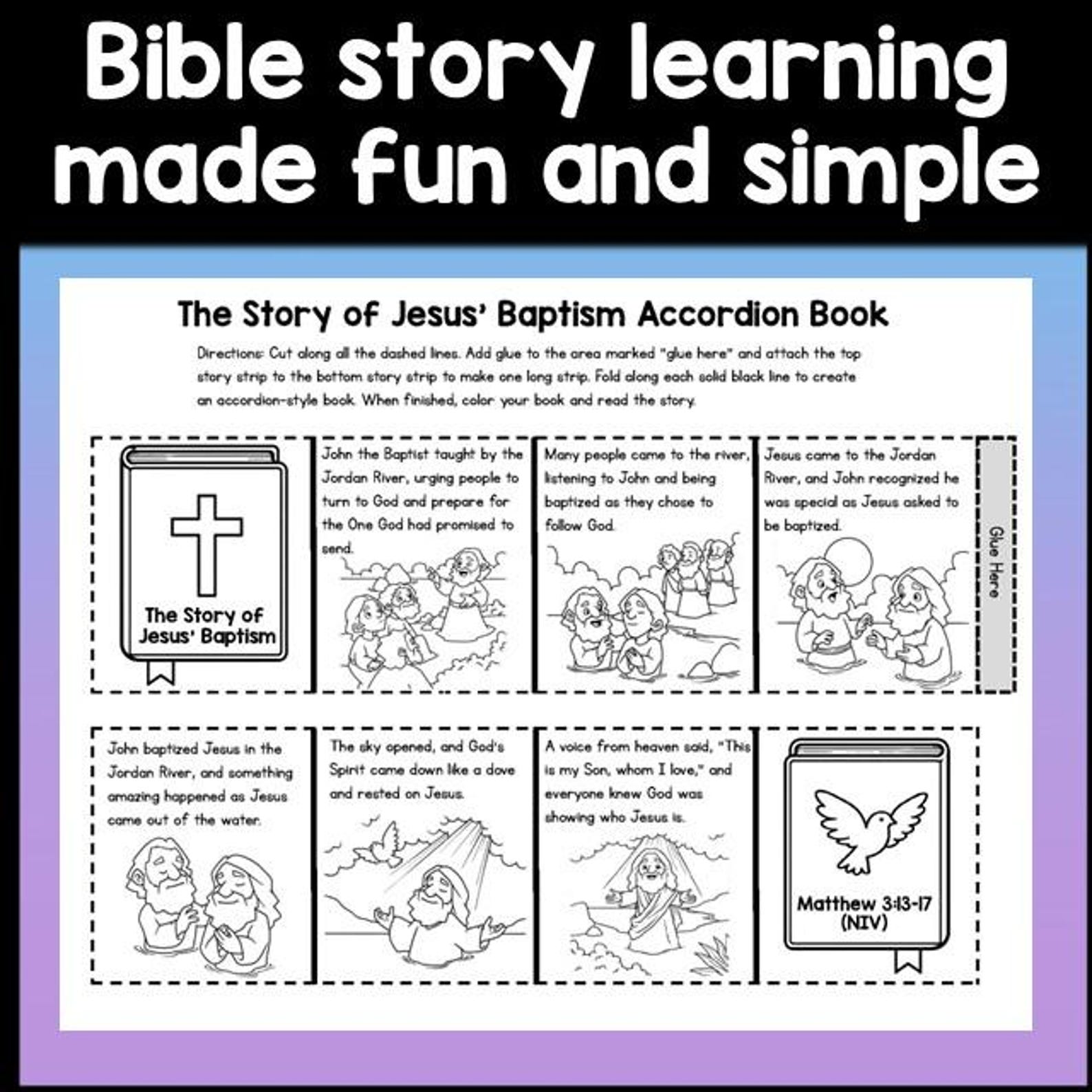 Baptism of Jesus Christian Bible Story Folding Book for Kids ...