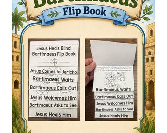 Jesus Heals Blind Bartimaeus Flip Book Craft | Bible Story Activity for Kids | Sunday School Printable | Mini Book | Digital Download
