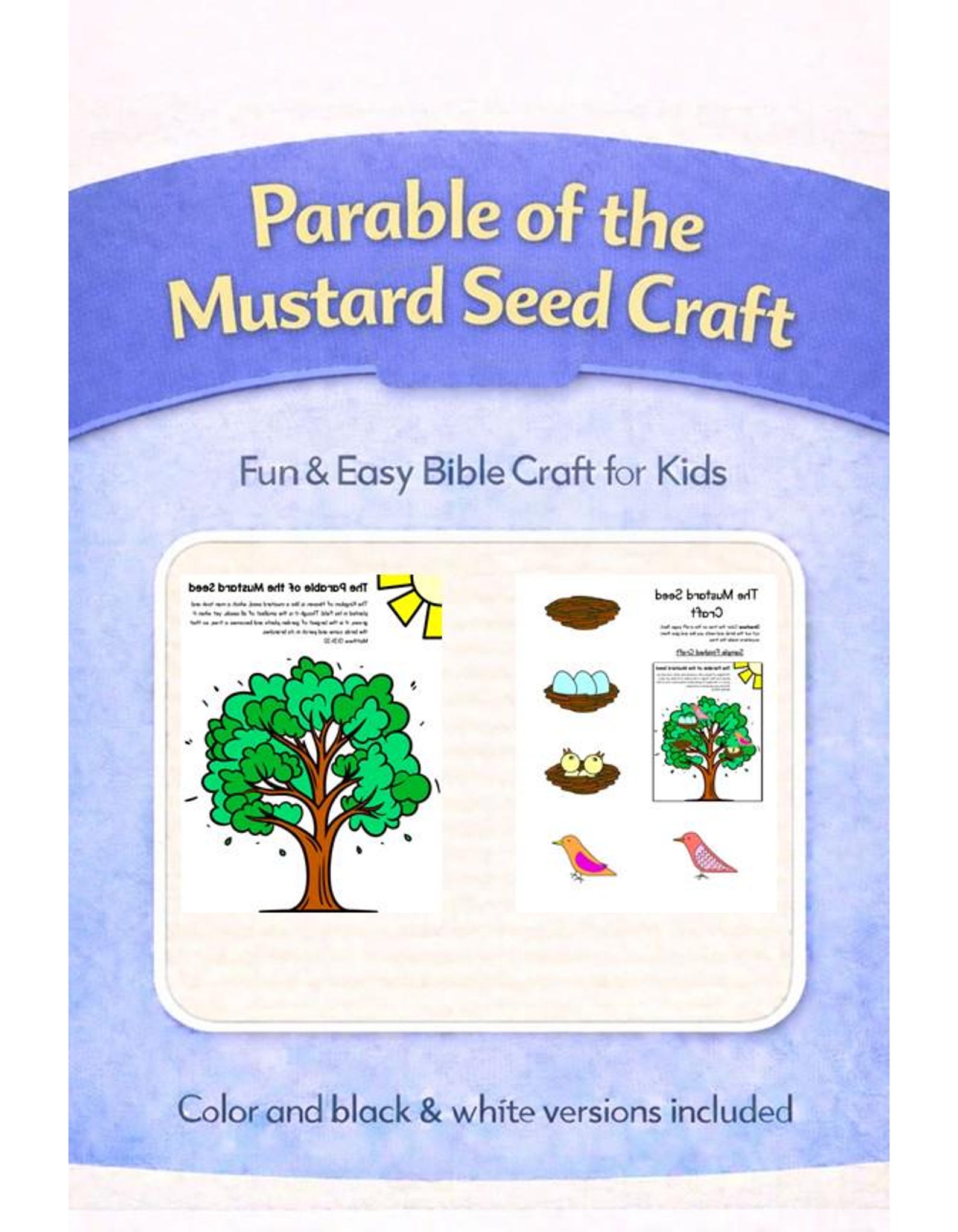 The Parable of the Mustard Seed Craft {color and B/W} Sunday School ...