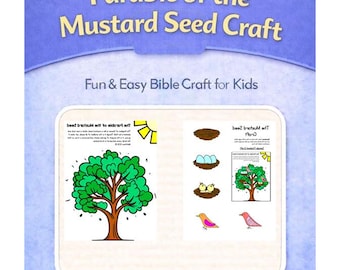 The Parable of the Mustard Seed Craft {Color and B/W} Sunday School Lesson | Jesus Parables | Bible Craft for Kids | Preschool Craft