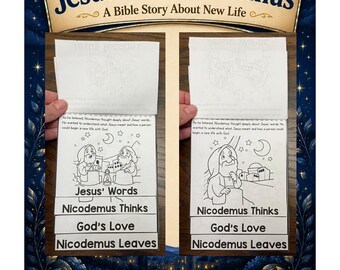 Jesus and Nicodemus Flip Book Craft | Bible Story Activity for Kids | Sunday School Printable | Homeschool Bible Lesson | John 3:16 Activity