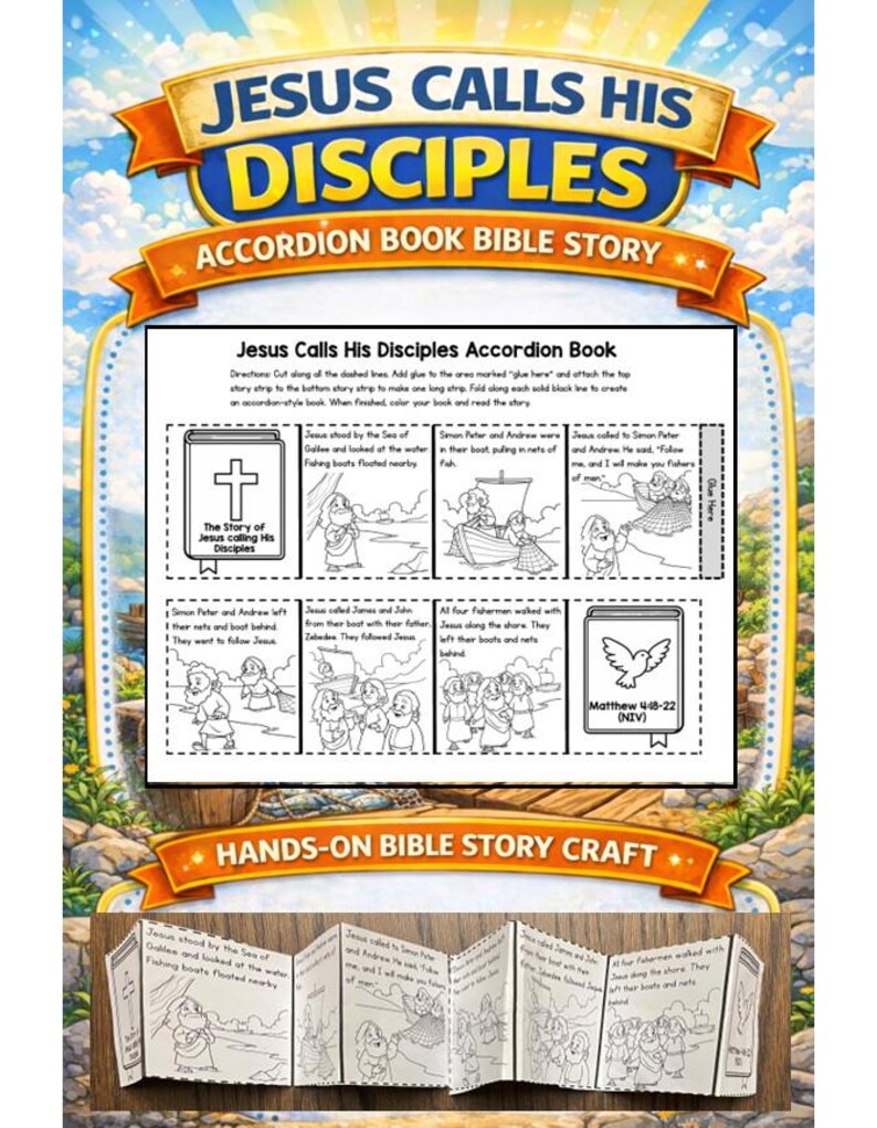 Jesus Calls His Disciples Christian Bible Story Folding Book for Kids ...