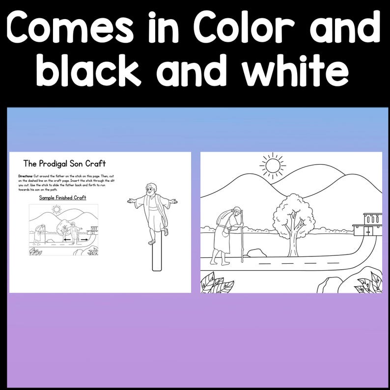 The Parable of the Prodigal Son Craft for Kids {comes in Color and B/W ...