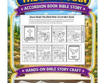 Jesus Heals the Blind Man Accordion Book Craft | Bible Busybook Activity | Sunday School Bible Activity | Bible Story Printable | Homeschool