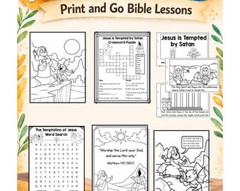 Atividades sobre a Tentação de Jesus por Satanás! {Artesanato, Desenho para Colorir, Livro de Histórias} | A Tentação de Jesus no Deserto | Atividade para Escola Dominical (Imprimir)