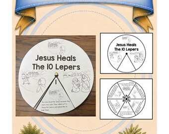 Jesus Heals the 10 Lepers Bible Story Wheel | Bible Color Wheel | Bible Wheel Activity | Bible Wheels Kids | Bible Wheel Craft | Bible Craft
