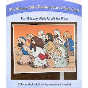 Jesus and the Woman who Touches Jesus and was Healed Craft {Comes in Color & B/W} Bible Story Activity | Christian Kid Craft