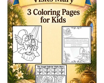 The Angel Gabriel Visits Mary Coloring Pages for Kids | Bible Story Color | Bible Verse Tracing Page | Bible verse coloring|The Annunciation