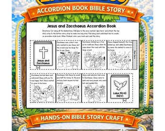 Jesus and Zacchaeus Accordion Book Craft | Bible Busybook Activity | Sunday School Bible Activity | Bible Story Printable | Homeschool