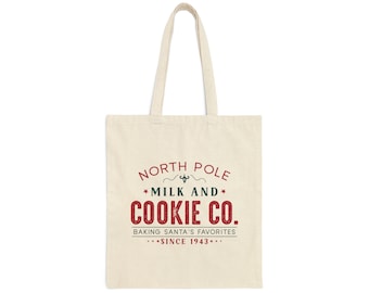North Pole Santa Milk and Cookie Canvas Tote Bag