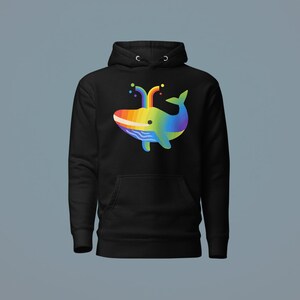 PRIDE whale hoodie black | LGBTQ+ | gay | rainbow | colors | ABOUT PRIDE