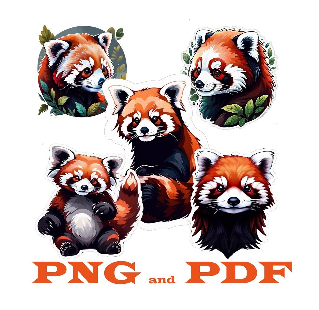Red Panda Stickers Digital Clipart Red Panda Cute Stickers Etsy