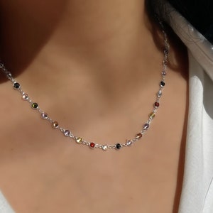 Handmade 925 Sterling Silve Gemstone Necklace,Colorful Necklace,Dainty Necklace,Crystal Necklace,Mothers Gift,Summer Jewelry,Gemstone Choker zdjęcie 1