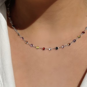 Handmade 925 Sterling Silve Gemstone Necklace,Colorful Necklace,Dainty Necklace,Crystal Necklace,Mothers Gift,Summer Jewelry,Gemstone Choker zdjęcie 3