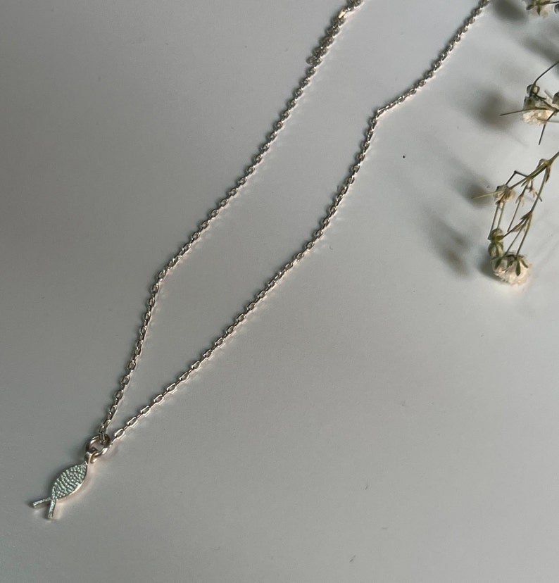 Tiny 925 Silver Fish Charm Necklace, Dainty Minimal Lucky Fish Necklace ...