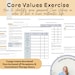 Core Values Worksheet, ACT Exercise, Personal Values Clarification ...