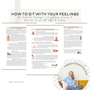 Sitting with your feelings, emotional regulation worksheet, mental health therapy tool for feelings, acceptance and commitment therapy