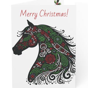 Kerstkaarten paard | Vrolijke kerstkaarten | Set kerstkaarten | Milieuvriendelijk kaartenpakket | Blanco binnenkant voor persoonlijke berichten