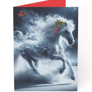 Tarjetas de felicitación navideñas con caballos, papelería festiva