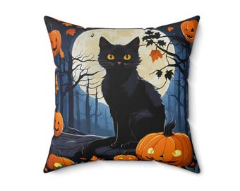 Halloween Black Cat Pillow