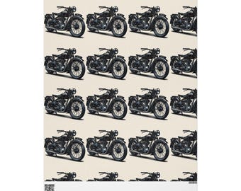 Motorcycle Pattern Wrapping Paper | Vintage Bike Gift Wrap