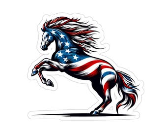 American Flag Horse Sticker, Patriotic Vinyl Decal