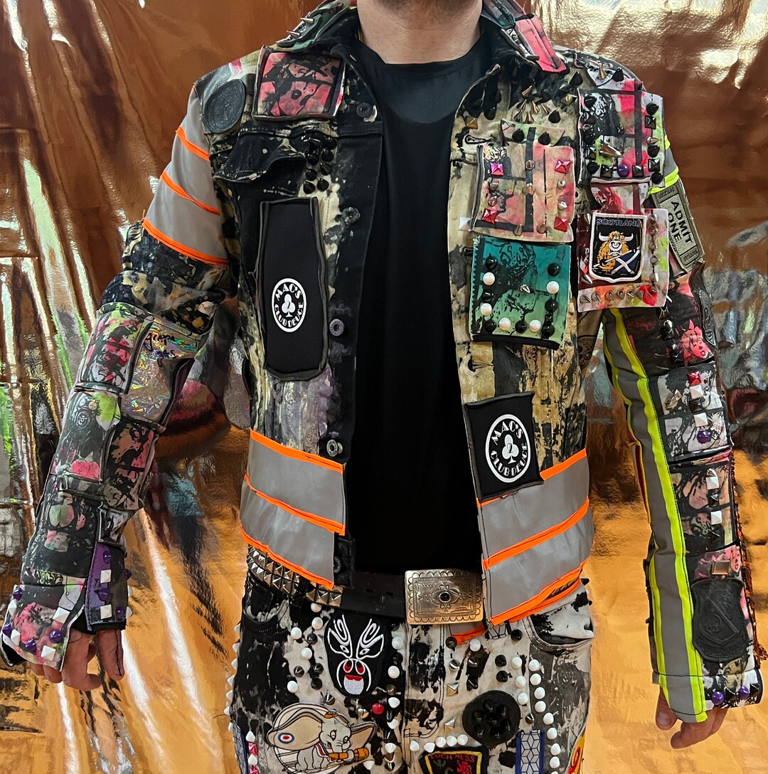 Statement Denim Jacket Koozies, Patches, and Studs Upcycled, Oneofa