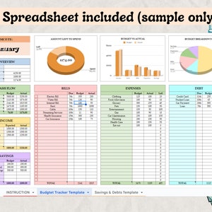Monthly Budget Tracker Sheet, Excel Budget Tracker Sheet, Google Sheet ...