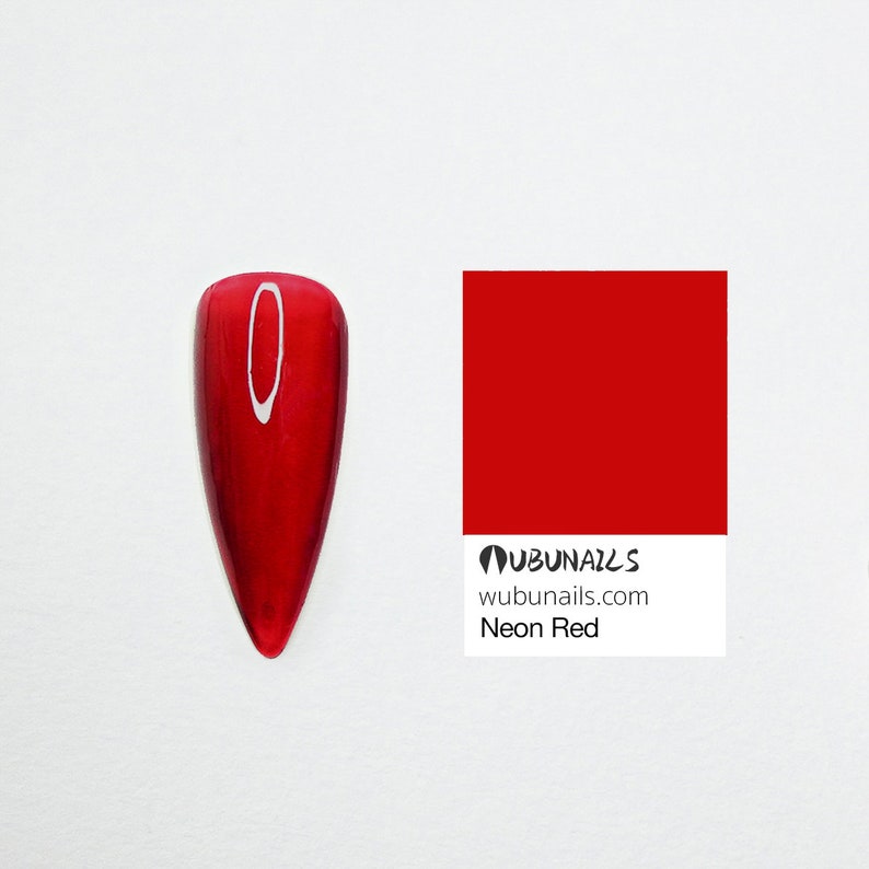Handmade press-on nails in neon red, navy, purple, and chrome, featuring a mix of short and long shapes. Styles include minimalist city-girl daily wear, clean glossy finishes, and bold birthday party looks. Custom Freestyle grey nails, vibrant neon pure colors, and personalized faux acrylics. Each set is uniquely designed by wubunails for chic OOTD vibes. Perfect for gifting, events, or effortless beauty on the go. Includes glue-on options for every taste, from simple to dramatic.