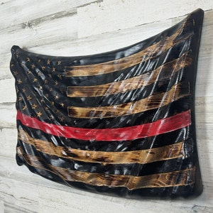 Firefighter gift  personalized gift for father Christmas present for Dad red Line flag