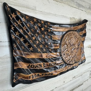 Bandera militar personalizada (APAGADA) Decoración de madera grabada personalizada